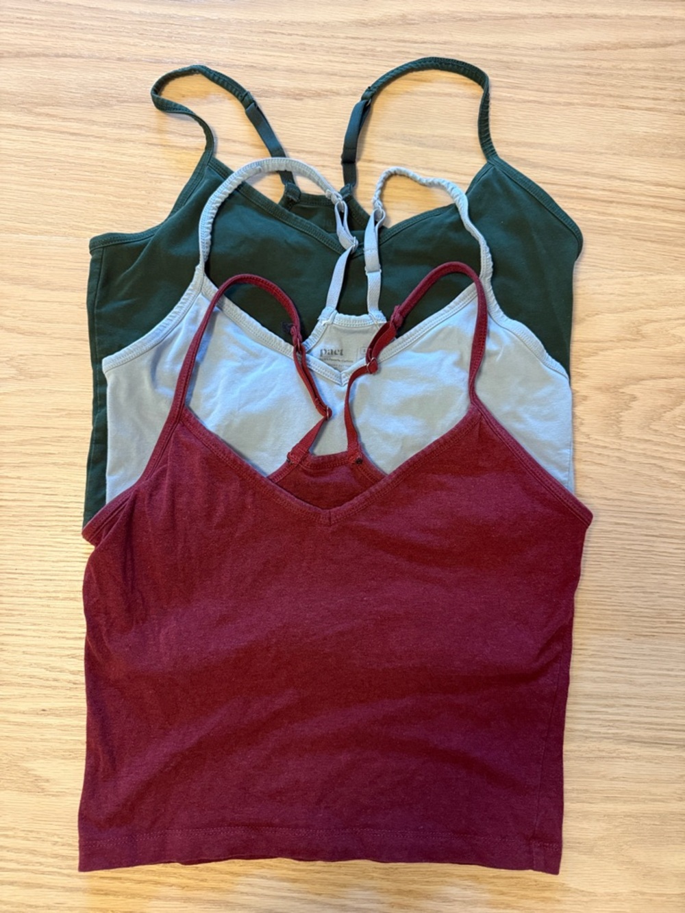 Women's 3-Pack Stretchy V-Neck Camisoles - Burgundy, dark green, light blue